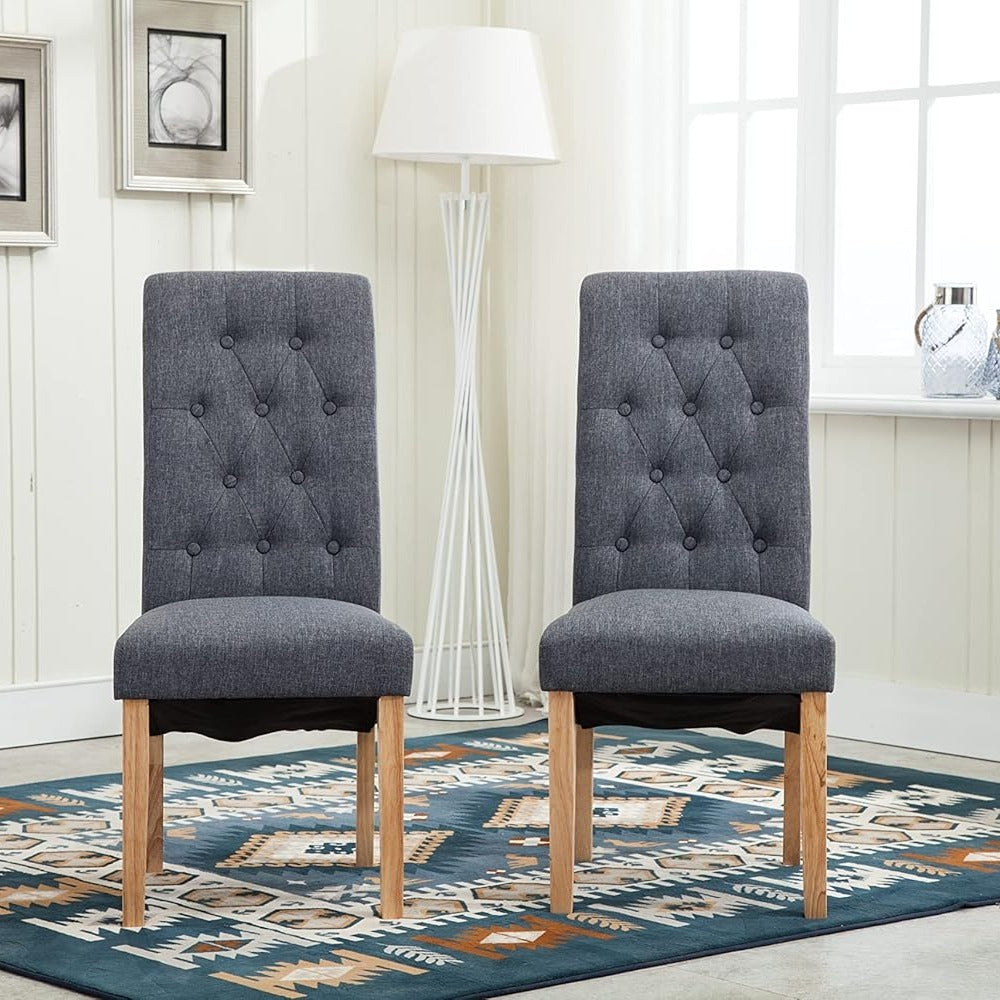 Dining Chair with of Linen Fabric Chairs High Back - product gallery image 2