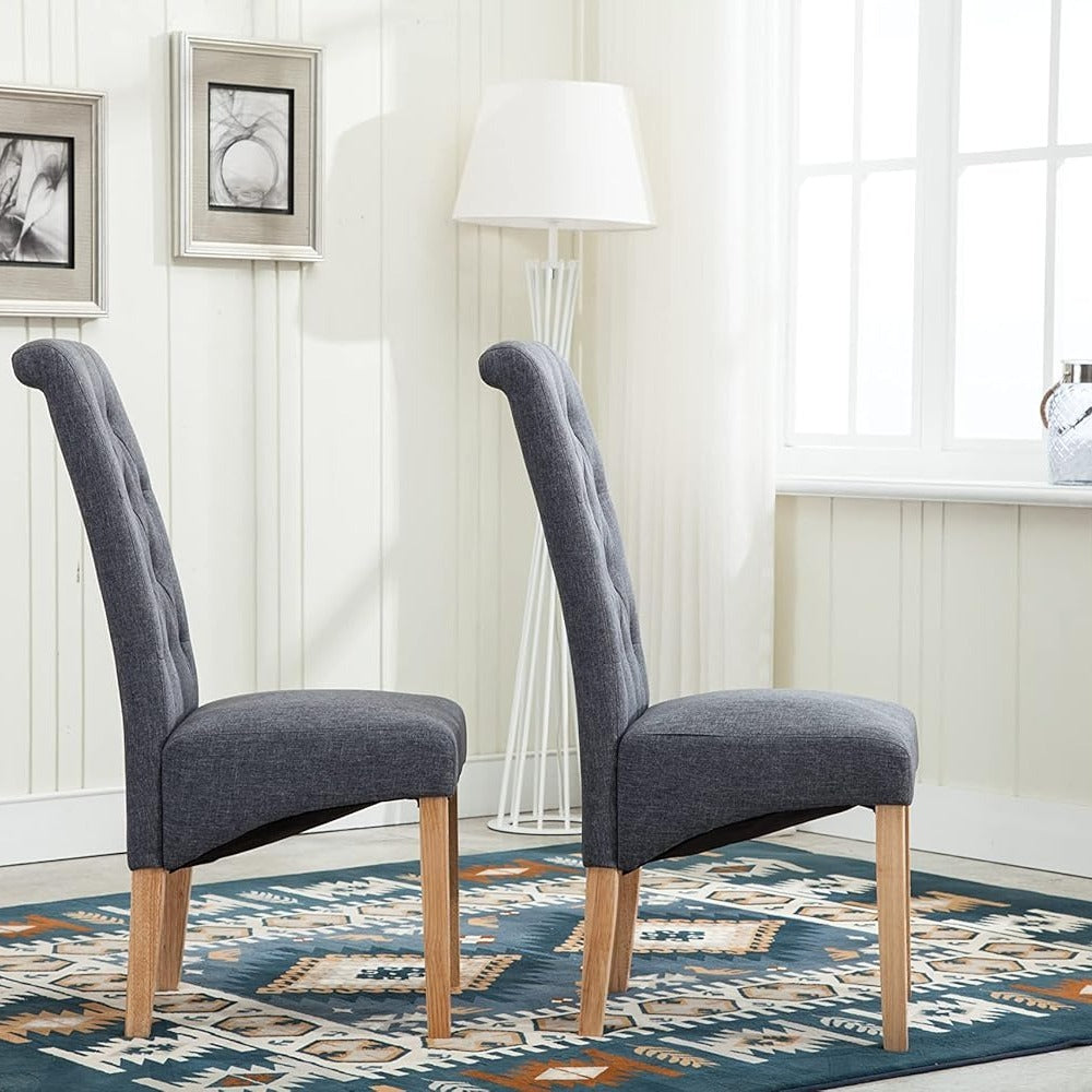 Dining Chair with of Linen Fabric Chairs High Back - product gallery image 3