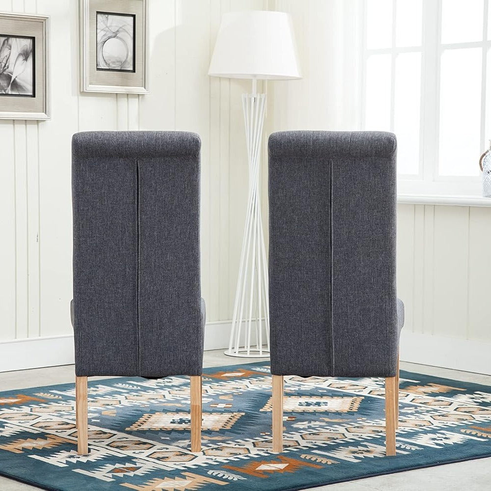 Dining Chair with of Linen Fabric Chairs High Back - product gallery image 4