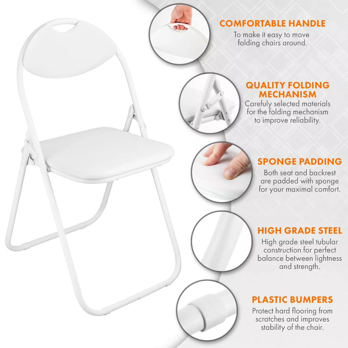 Dining Chair with Space-Saving, Foldable, Metal, 1 - product gallery image 2