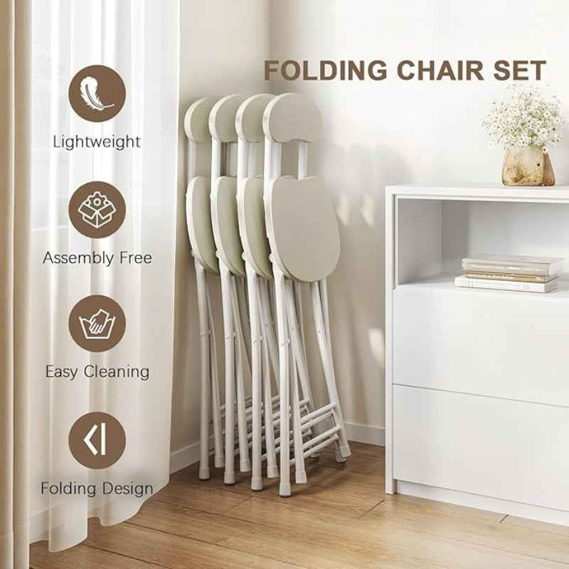 Dining Chair with Space-Saving, Foldable, Metal, White Folding Chairs of or Metal - product gallery image 3