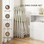 Dining Chair with Space-Saving, Foldable, Metal, White Folding Chairs of or Metal - product gallery image 3