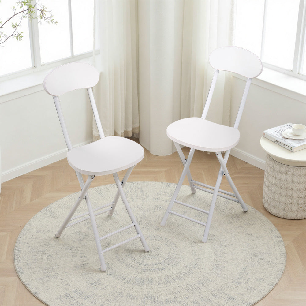 Dining Chair with Space-Saving, Foldable, Metal, White Folding Chairs of or Metal