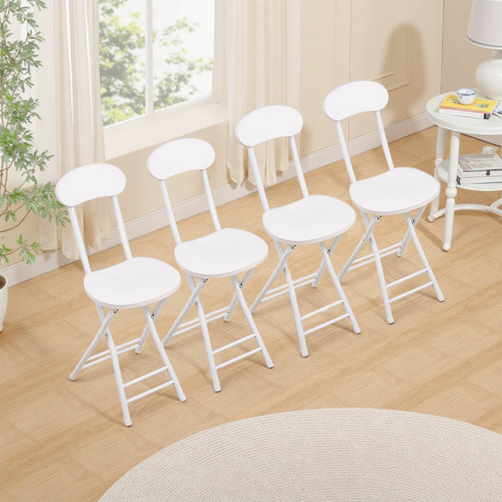 Dining Chair with Space-Saving, Foldable, Metal, White Folding Chairs of or Metal - White, 4 chairs option