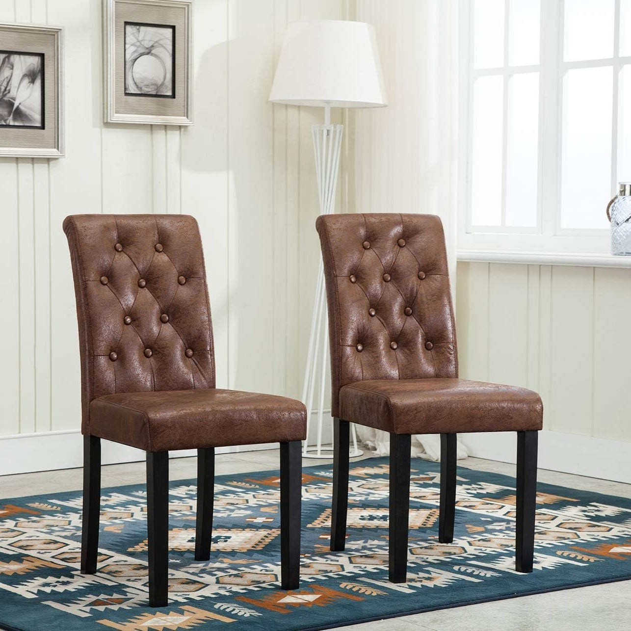 Dining Chair with Wood, Fabric Chairs of Solid Wood Legs - Brown option