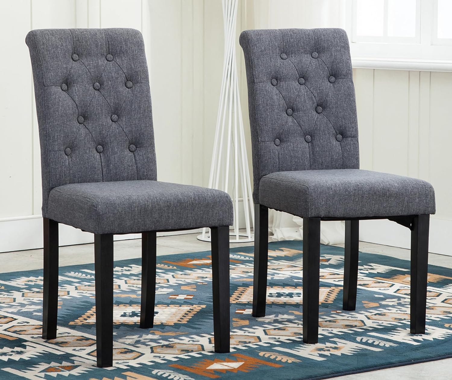 Dining Chair with Wood, Fabric Chairs of Solid Wood Legs - product gallery image 10