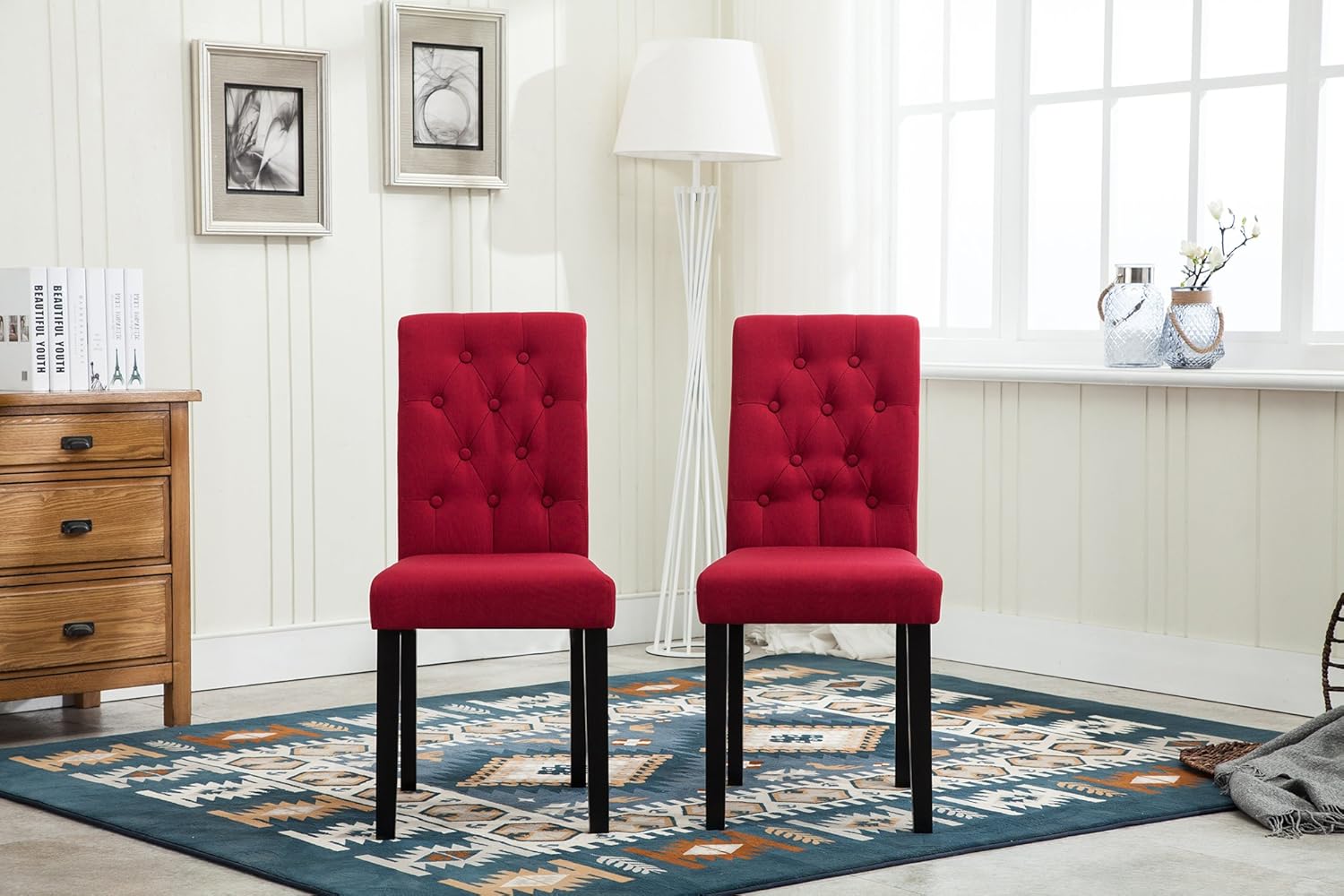 Dining Chair with Wood, Fabric Chairs of Solid Wood Legs - product gallery image 19