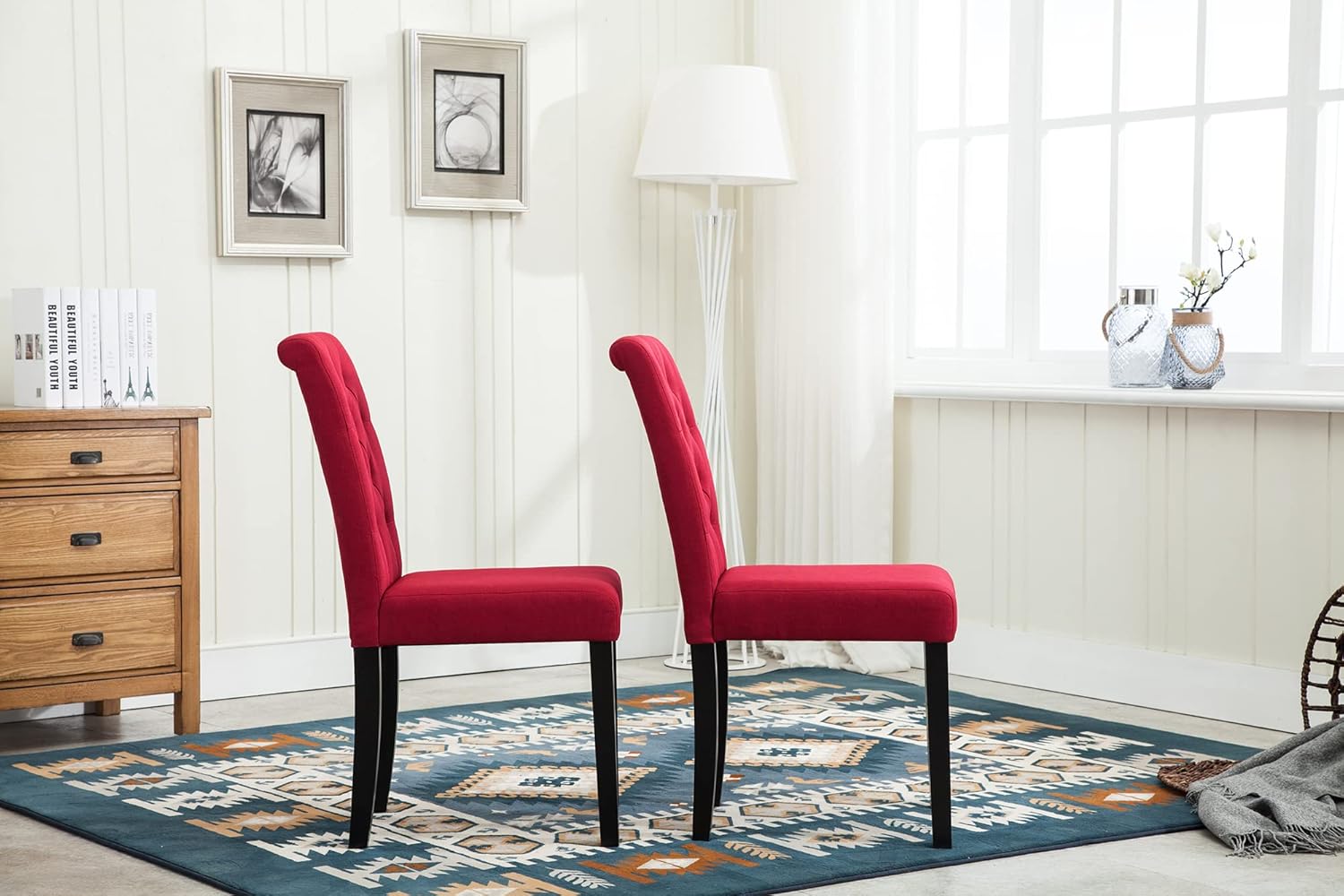 Dining Chair with Wood, Fabric Chairs of Solid Wood Legs - product gallery image 22
