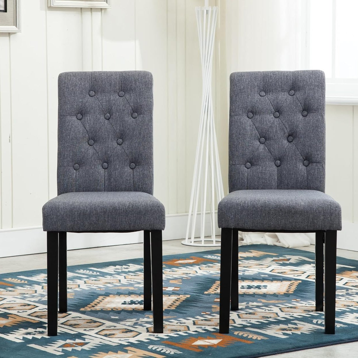 Dining Chair with Wood, Fabric Chairs of Solid Wood Legs