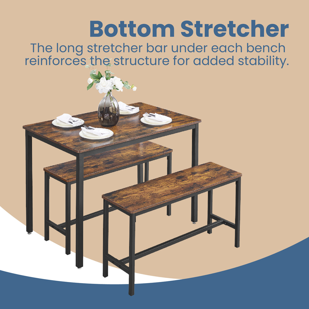 Dining Set with Space-Saving, Easy Assembly, Freestanding, 70 cm - product gallery image 5