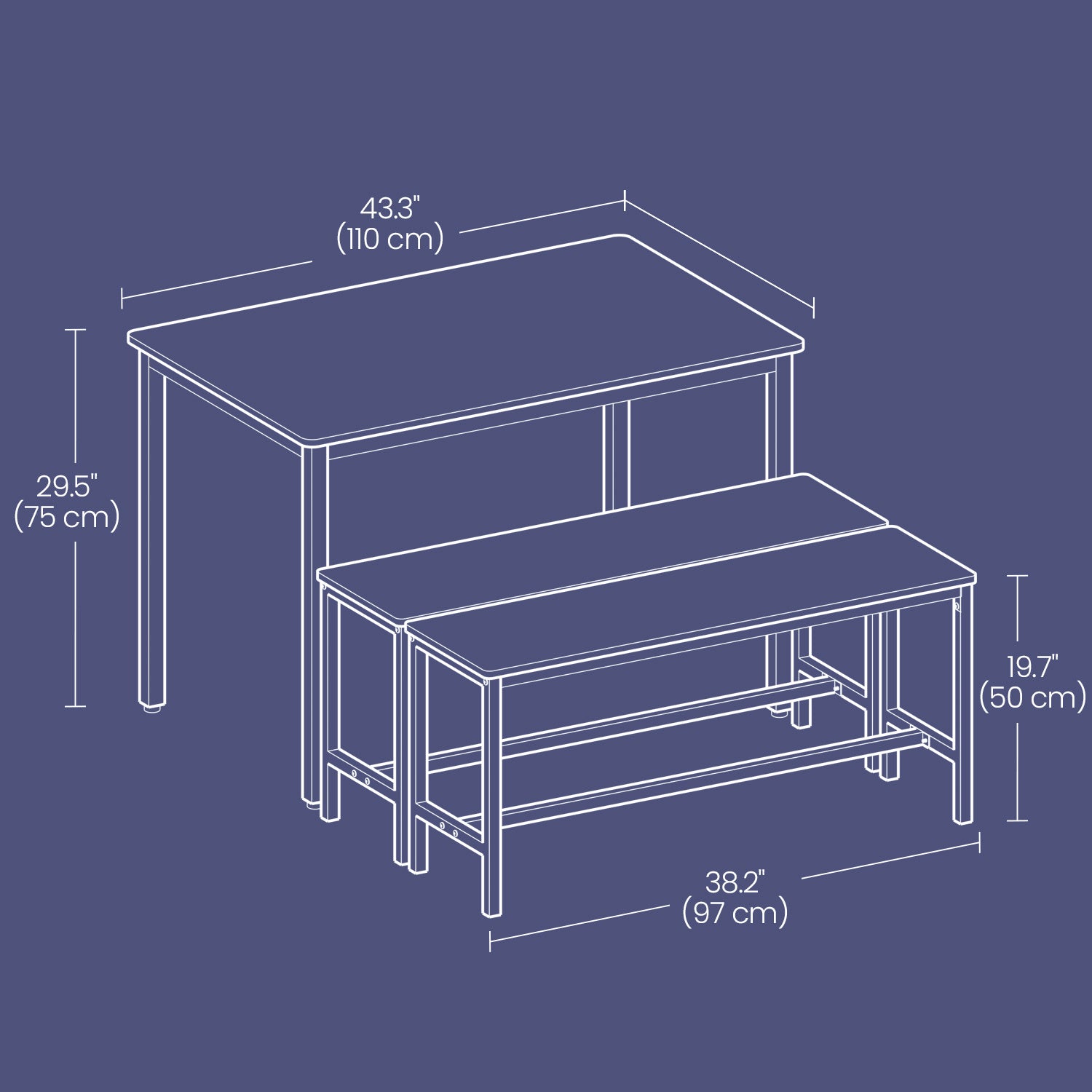 Dining Set with Space-Saving, Easy Assembly, Freestanding, 70 cm - product gallery image 9