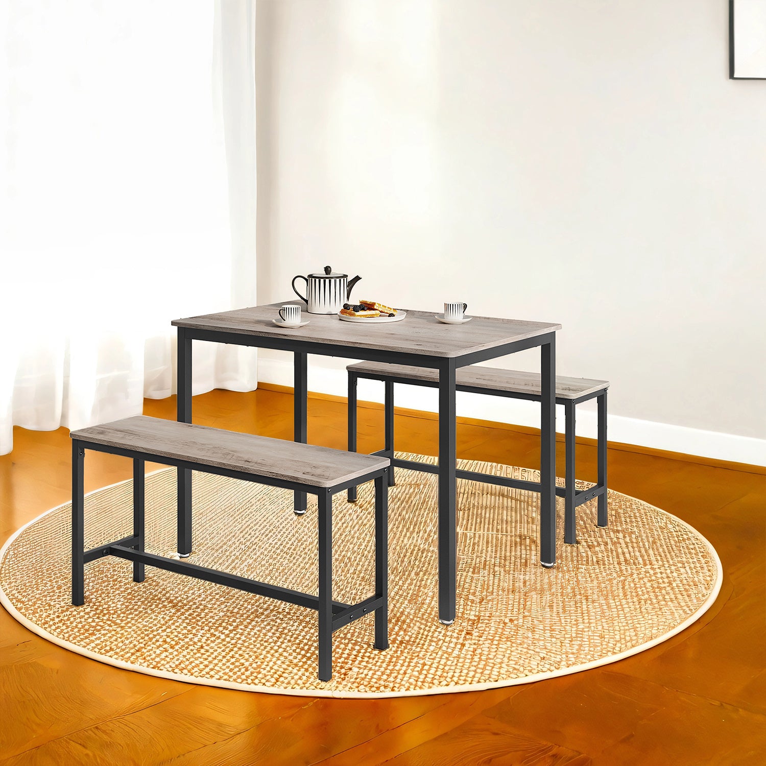 Dining Set with Space-Saving, Easy Assembly, Freestanding, 70 cm - Heather Greige and Ink Black option