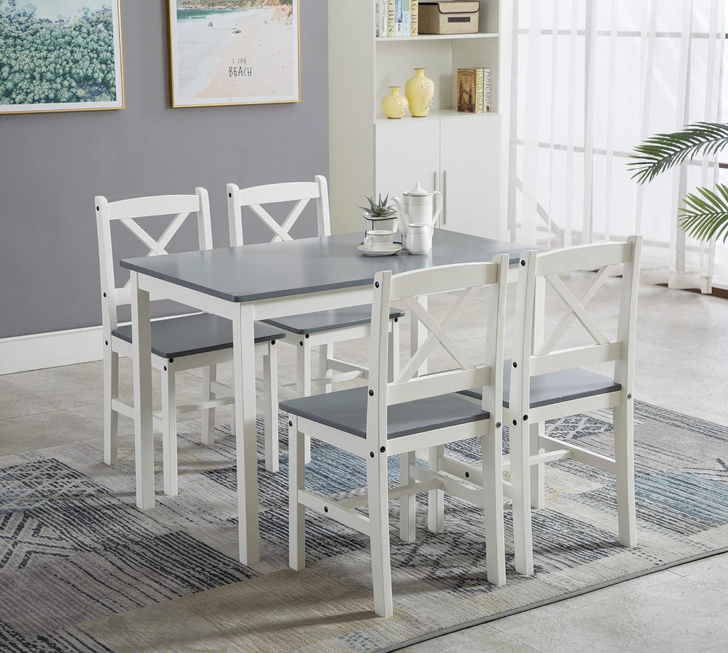 Dining Table Set with Easy Assembly, Wood, 4 Chairs - product gallery image 11