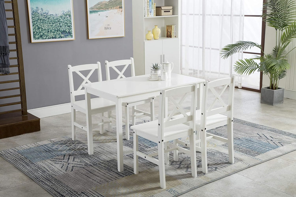 Dining Table Set with Easy Assembly, Wood, 4 Chairs - product gallery image 13