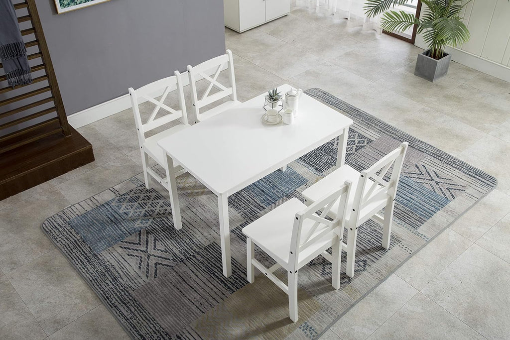 Dining Table Set with Easy Assembly, Wood, 4 Chairs - product gallery image 17