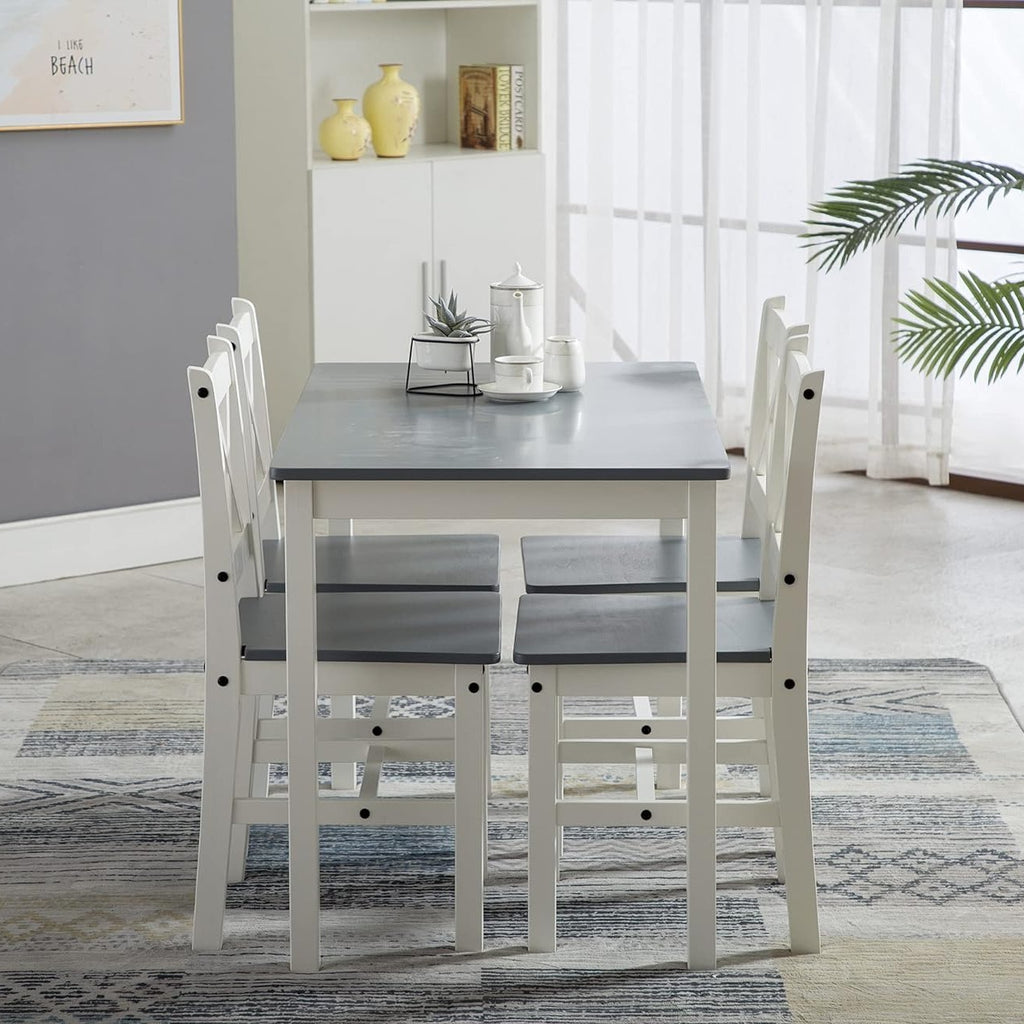 Dining Table Set with Easy Assembly, Wood, 4 Chairs - product gallery image 2