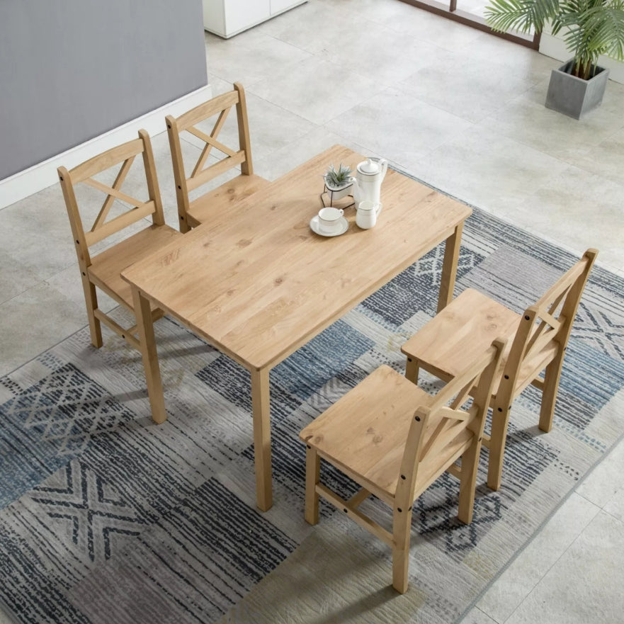 Dining Table Set with Easy Assembly, Wood, 4 Chairs - product gallery image 22