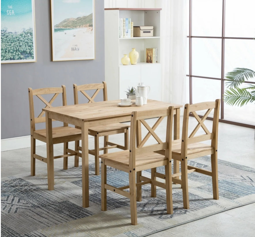 Dining Table Set with Easy Assembly, Wood, 4 Chairs - product gallery image 23
