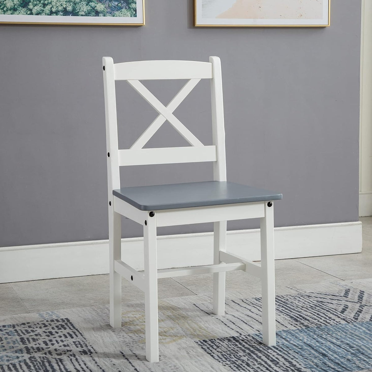 Dining Table Set with Easy Assembly, Wood, 4 Chairs - product gallery image 4