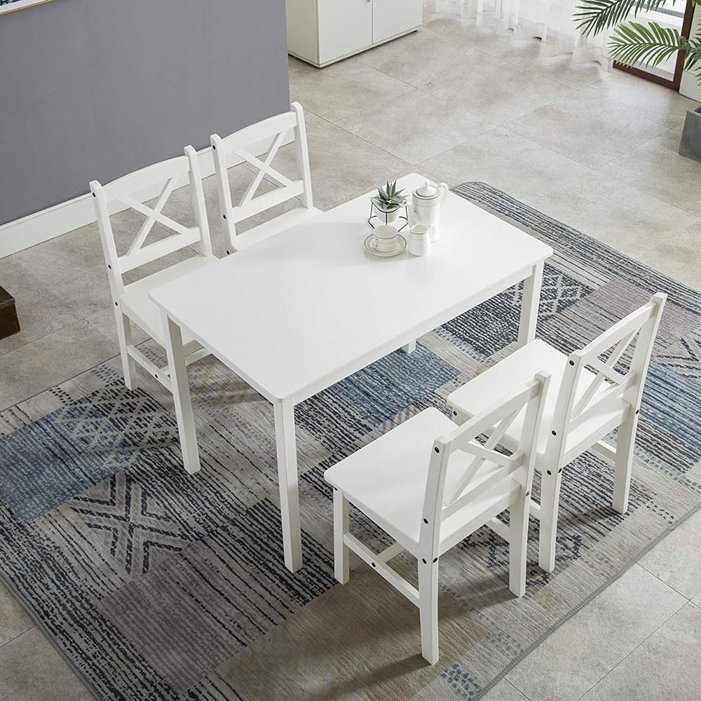 Dining Table Set with Easy Assembly, Wood, 4 Chairs - product gallery image 7
