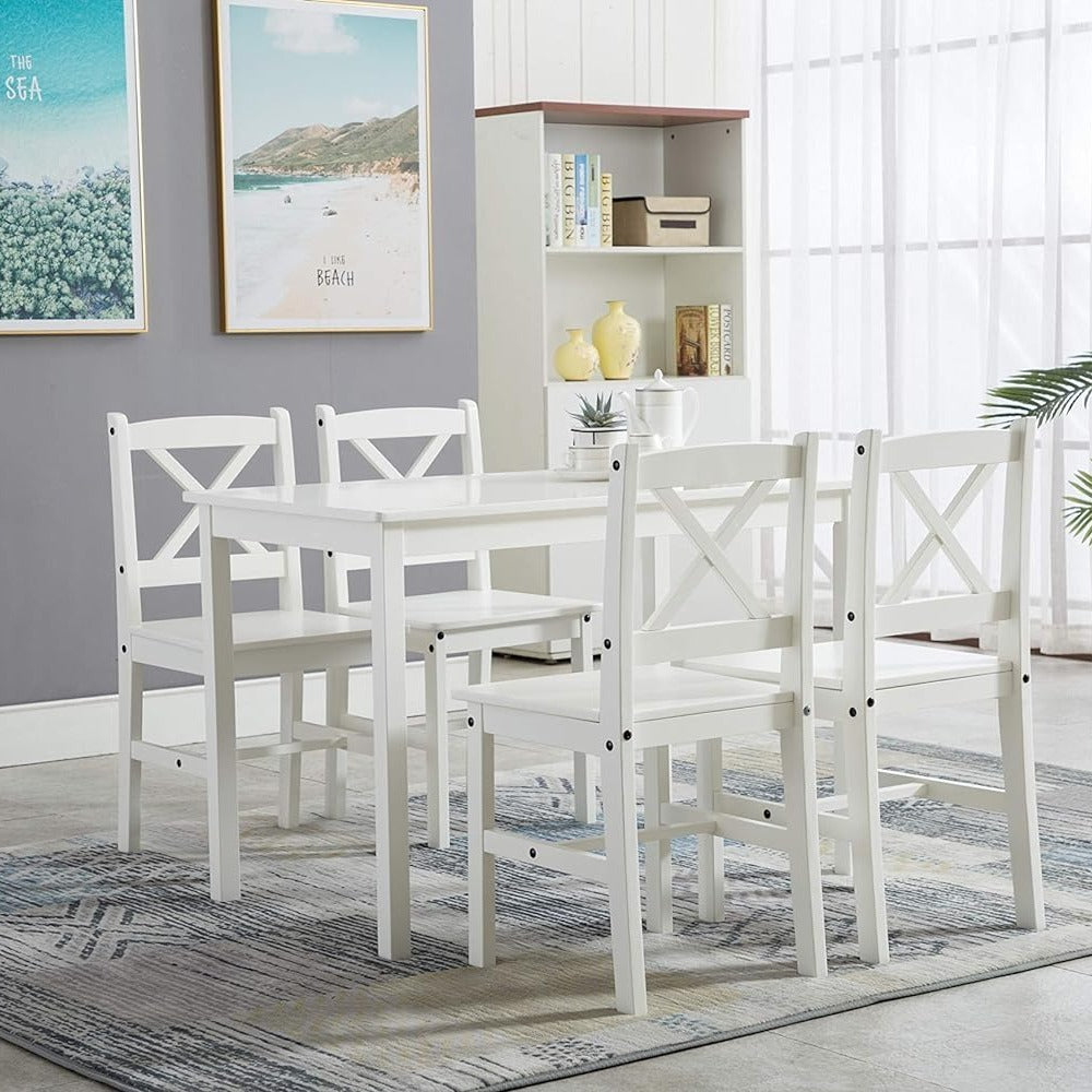 Dining Table Set with Easy Assembly, Wood, 4 Chairs - product gallery image 8