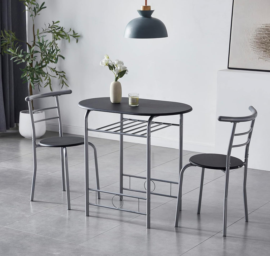 Dining Table Set with Metal, 2 Chairs, 3 Piece, Chairs Piece Metal Frame Wood Effect - product gallery image 12
