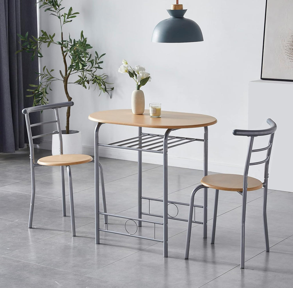 Dining Table Set with Metal, 2 Chairs, 3 Piece, Chairs Piece Metal Frame Wood Effect - product gallery image 15