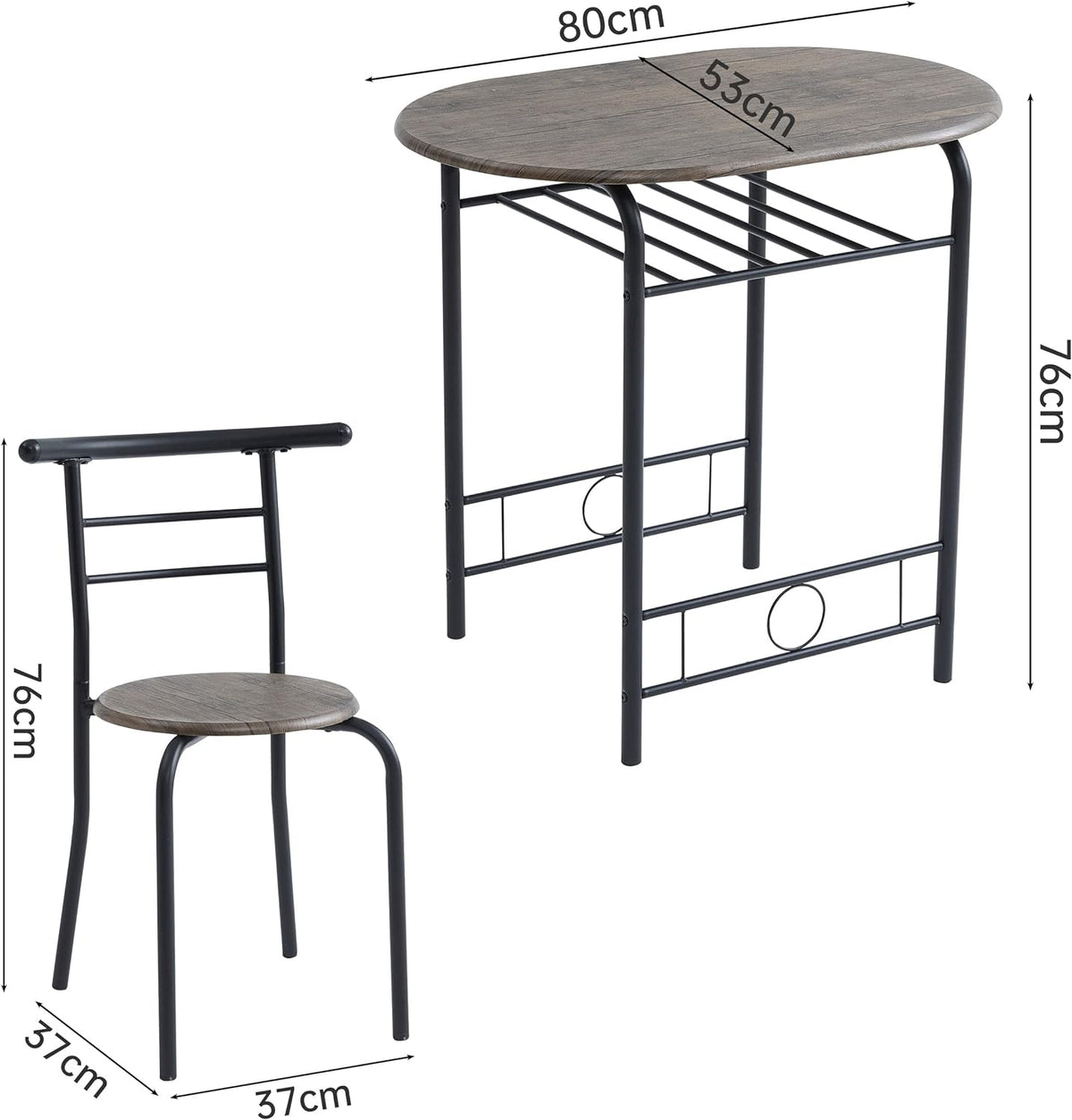 Dining Table Set with Metal, 2 Chairs, 3 Piece, Chairs Piece Metal Frame Wood Effect - product gallery image 24