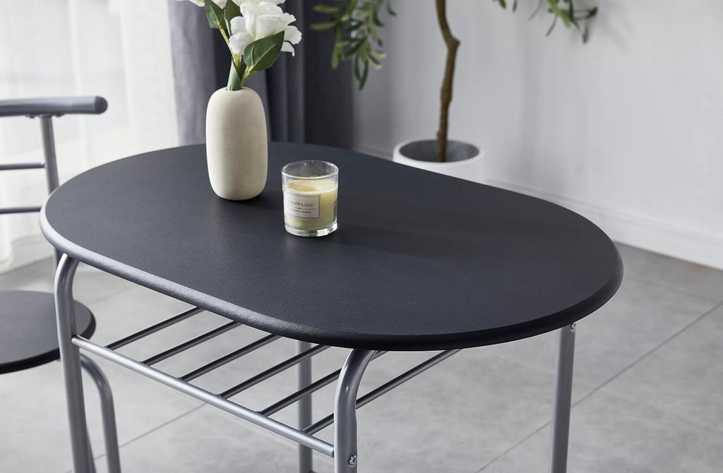 Dining Table Set with Metal, 2 Chairs, 3 Piece, Chairs Piece Metal Frame Wood Effect - product gallery image 25