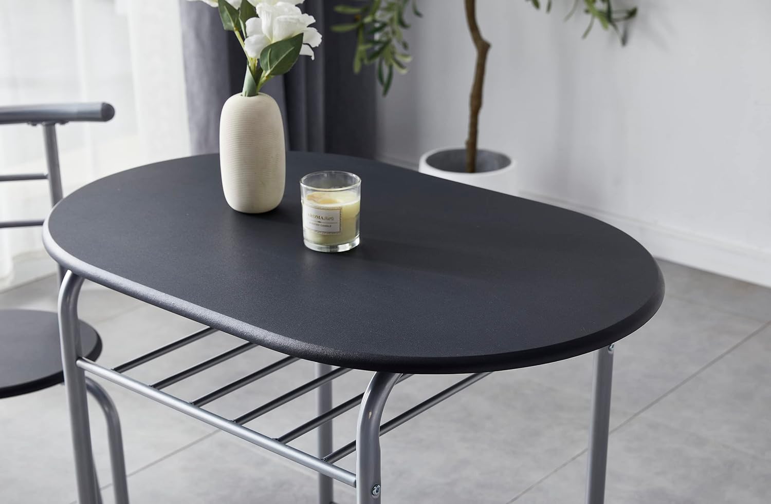 Dining Table Set with Metal, 2 Chairs, 3 Piece, Chairs Piece Metal Frame Wood Effect - product gallery image 25