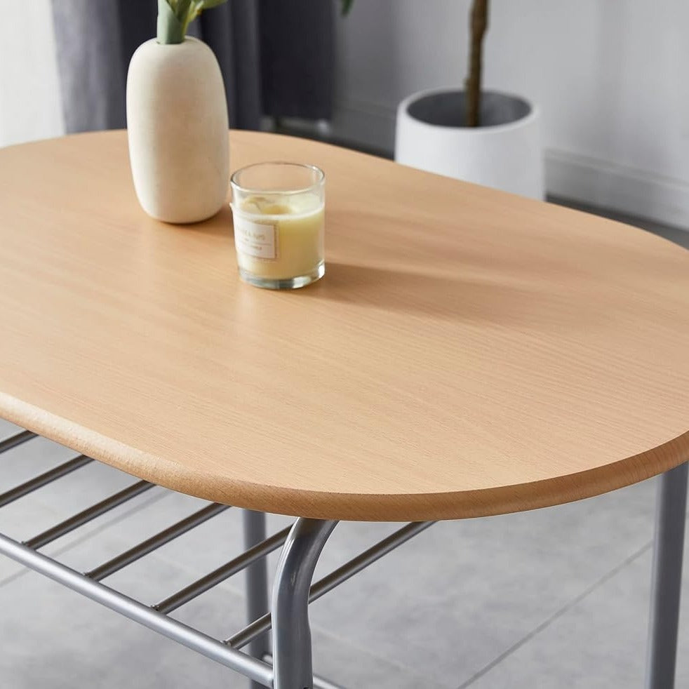 Dining Table Set with Metal, 2 Chairs, 3 Piece, Chairs Piece Metal Frame Wood Effect - product gallery image 3
