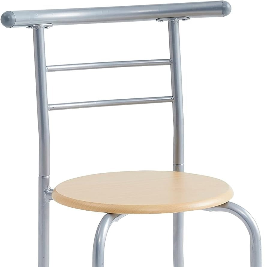 Dining Table Set with Metal, 2 Chairs, 3 Piece, Chairs Piece Metal Frame Wood Effect - product gallery image 4