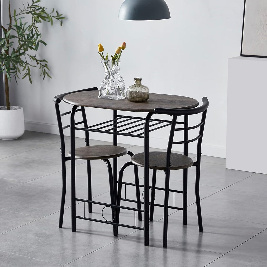 Dining Table Set with Metal, 2 Chairs, 3 Piece, Chairs Piece Metal Frame Wood Effect - product gallery image 7