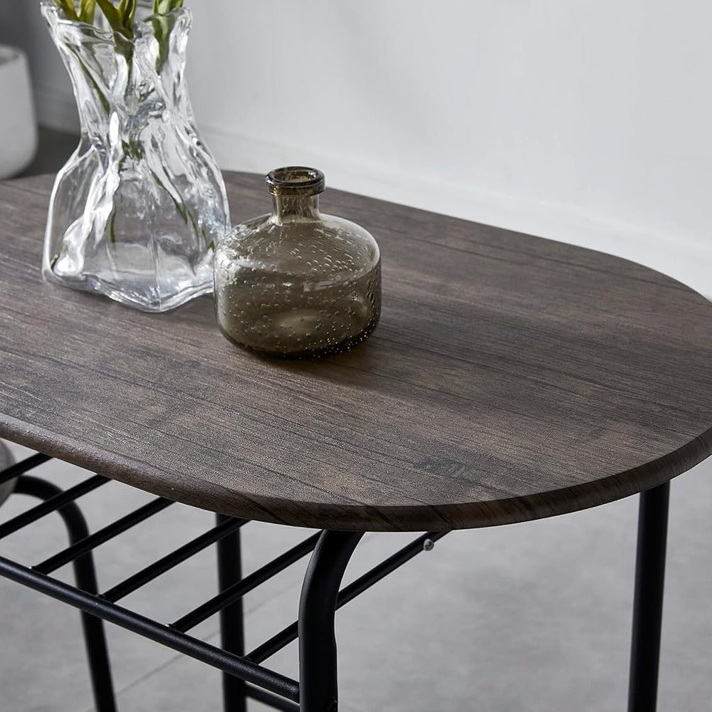 Dining Table Set with Metal, 2 Chairs, 3 Piece, Chairs Piece Metal Frame Wood Effect - product gallery image 8