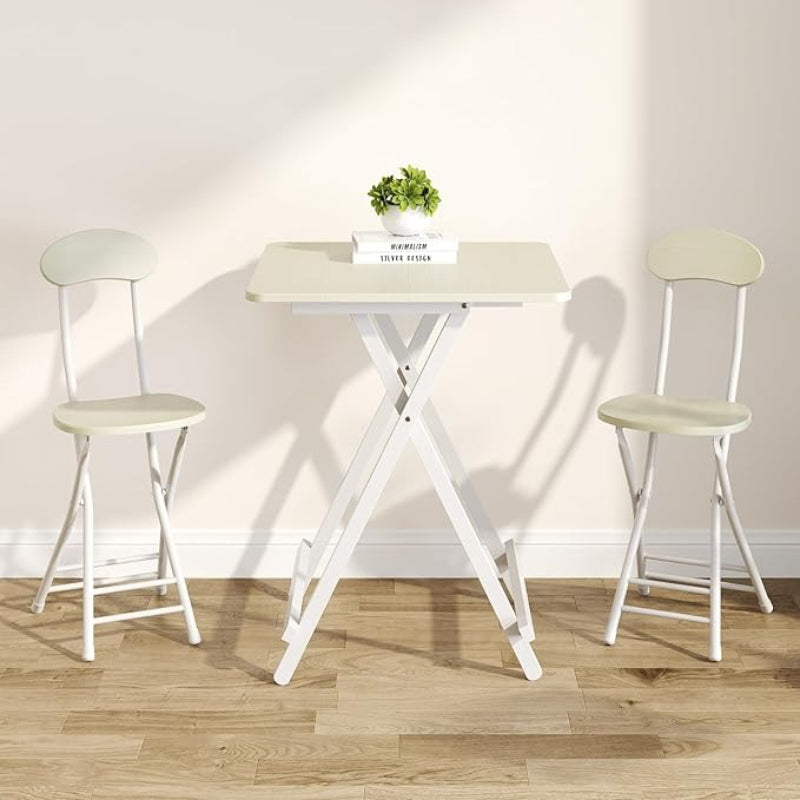 Dining Table with Foldable, 70cm, Square Folding Black or White - White option