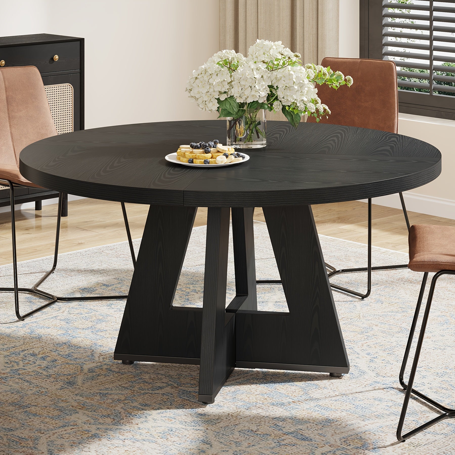 Dining Table with Space-Saving, Waterproof, Wood for home offices - Black option