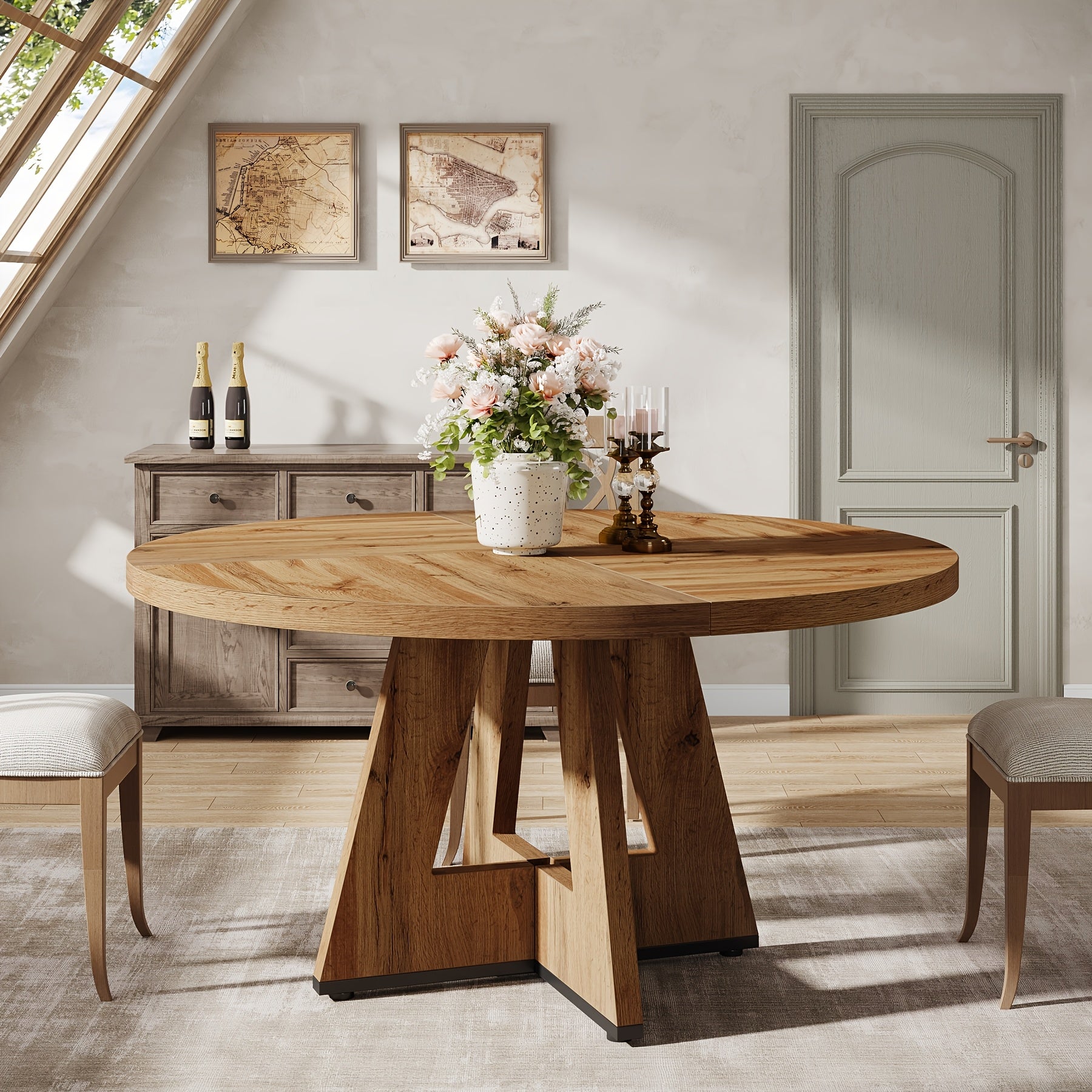 Dining Table with Space-Saving, Waterproof, Wood for home offices