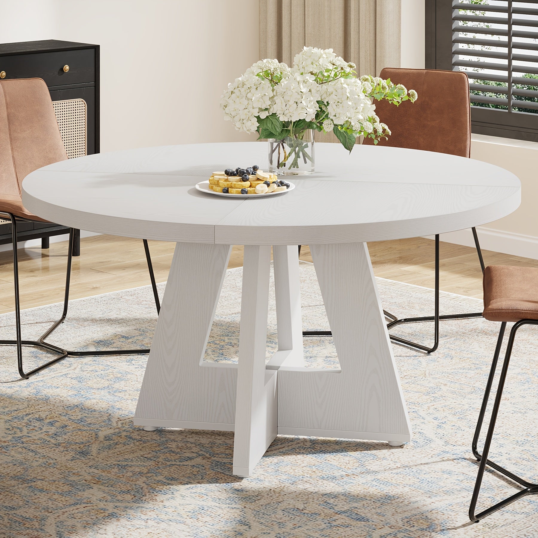 Dining Table with Space-Saving, Waterproof, Wood for home offices - White option