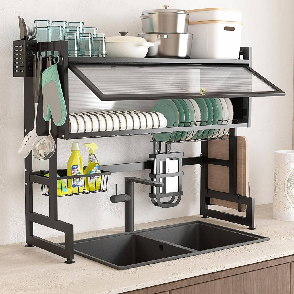 Dish Drying Rack with 85cm, Metal, Over Sink 3-Tier Adjustable Drainer Fruit - product gallery image 4