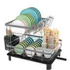 Dish Drying Rack with Easy Assembly, Metal, Double Layer Drainage Plate, Cup Holder - product gallery image 2