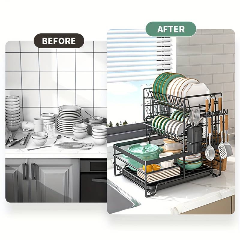 Dish Drying Rack with Space-Saving, Carbon Steel for kitchens - product gallery image 4
