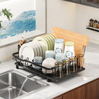 Dish Drying Rack with Space-Saving, Drainboard Utensil Holder Black Kitchen - product gallery image 4