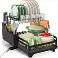 Dish Drying Rack with Space-Saving, Foldable, Non-Slip, Stainless Steel - Black option