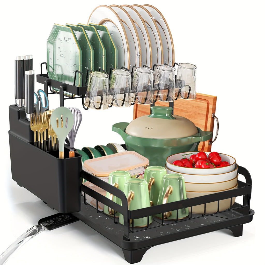 Dish Drying Rack with Space-Saving, Foldable, Non-Slip, Stainless Steel