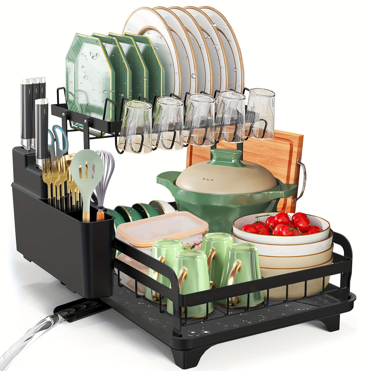 Dish Drying Rack with Space-Saving, Foldable, Non-Slip, Stainless Steel