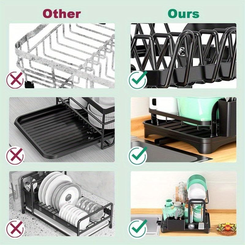 Dish Drying Rack with Space-Saving, Metal, 1pc for kitchens - product gallery image 5
