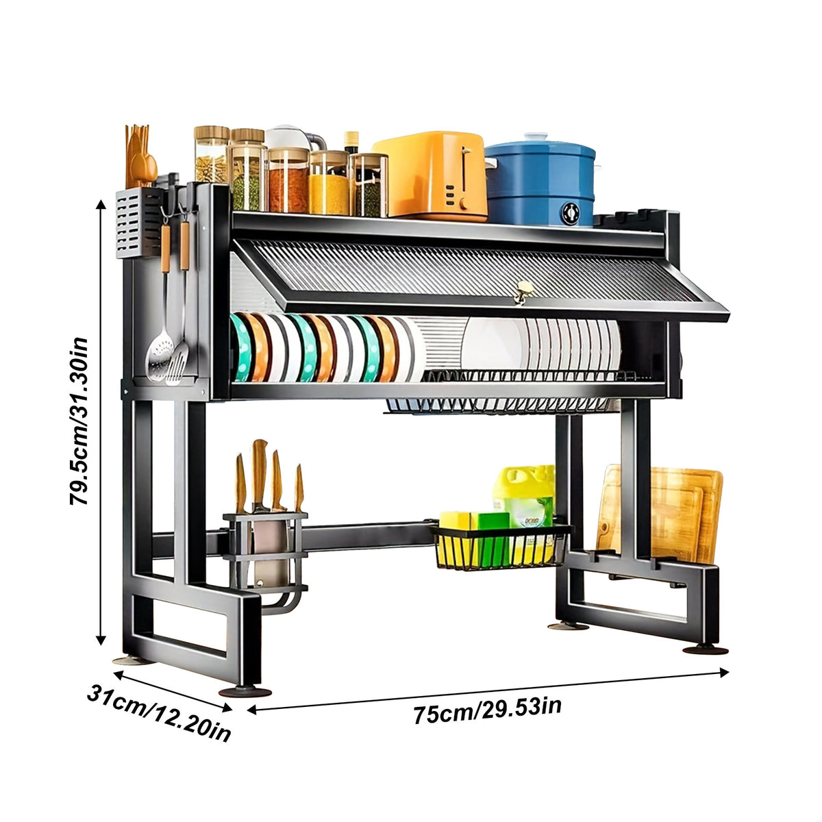 Dish Drying Rack with Space-Saving, Non-Slip, Metal, 1 Set - product gallery image 8