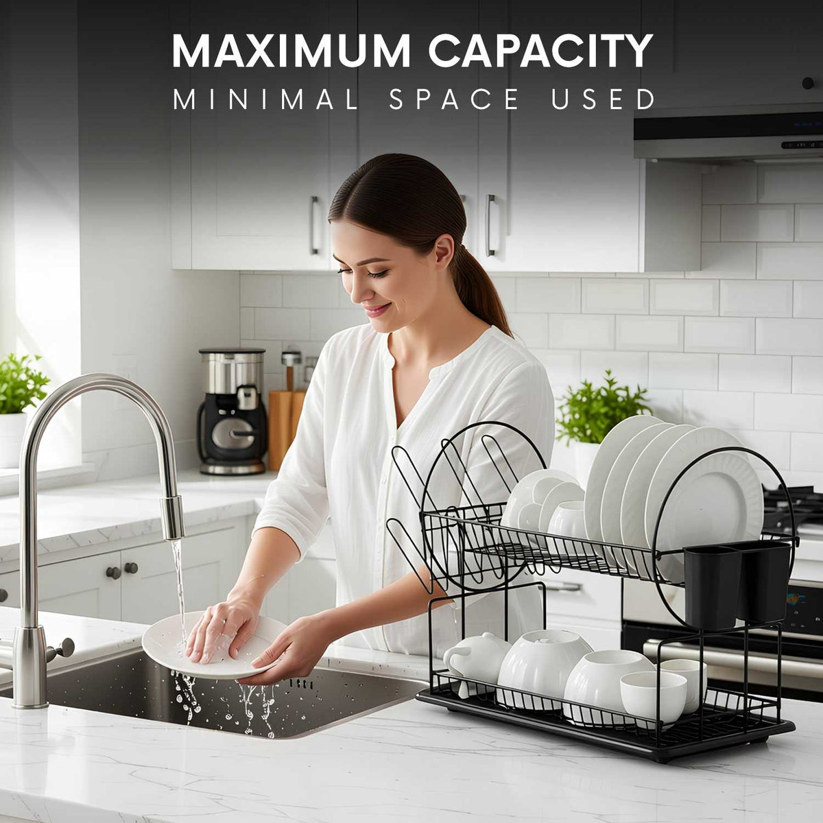 Dish Drying Rack with Stainless Steel, Pack of 1 for kitchens - product gallery image 3