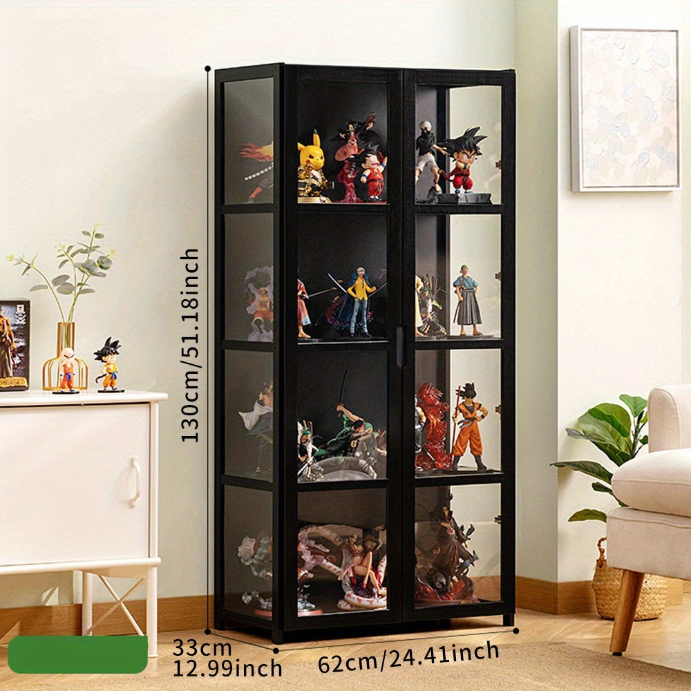 Display Cabinet with Wood, Modular Glass Door Anime Figures, Pop - Black option