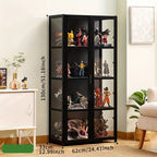 Display Cabinet with Wood, Modular Glass Door Anime Figures, Pop - Black option
